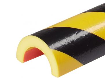 Rörskydd -Protect- Knuffi® av PU, rulle, gul/svart, för rör med en Ø på 20-60 mm, självhäftande och nötningsbeständig