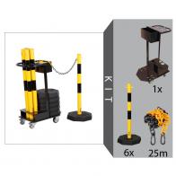 Flexibarrier Post & Chain Barrier Kit with trolley (Black/Yellow)