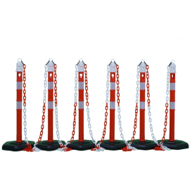 (6er Pack) - Pfosten- & Kettenabsperrung -MultiMax- inklusive 15m Kette